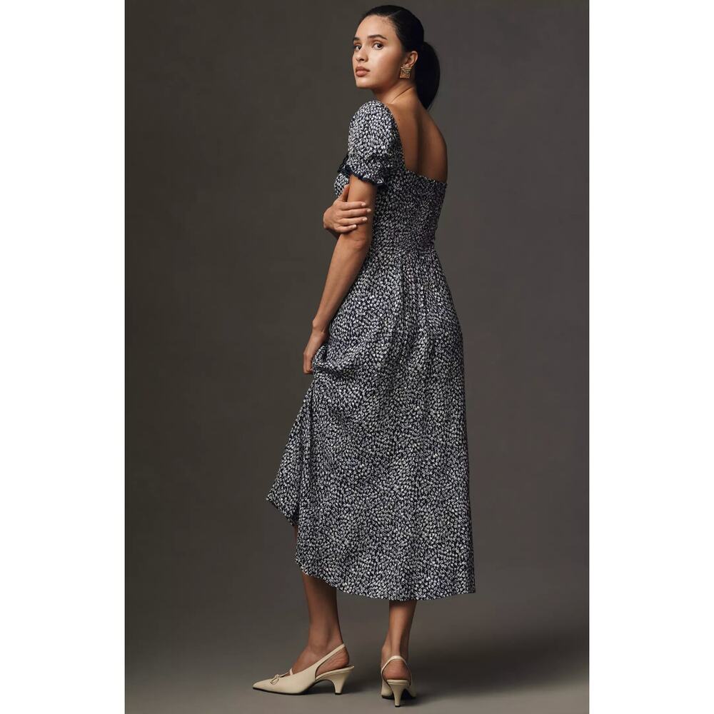 REFORMATION Shyla Midi Dress in Navy Size 6 - Picture 4 of 11